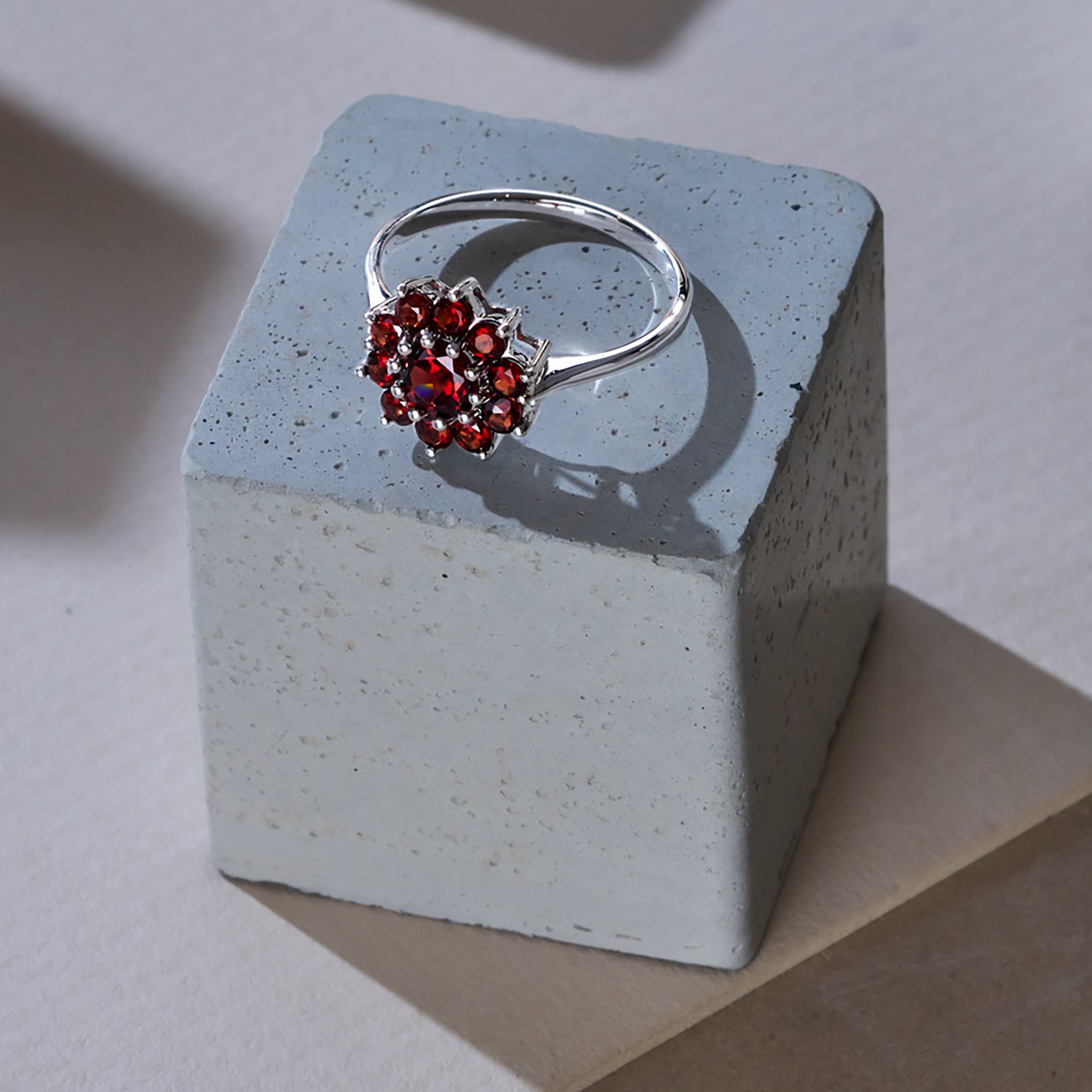 1.73ct Garnet Cluster Ring in 9K White Gold